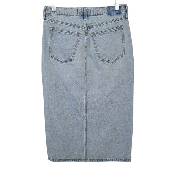 Abercrombie & Fitch High Rise Denim Midi Skirt Size 28/6 Light Wash 90s Y2K - Picture 2 of 8